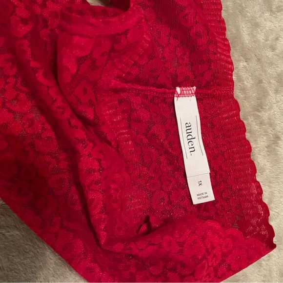 NWT Auden Women’s Allover Lace Thong size 1X 16-18 Color Red - Picture 7 of 7